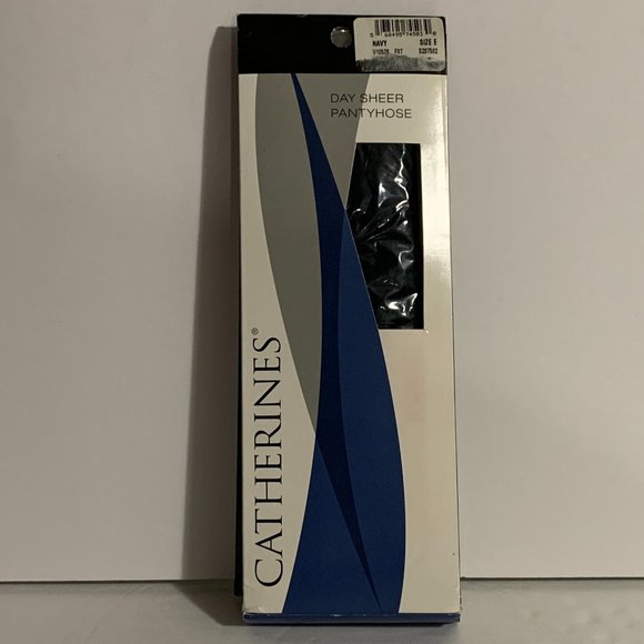 Catherines Pantyhose Day Sheer Hosiery Ribbed Panty Navy Blue Plus Size E - Picture 1 of 3